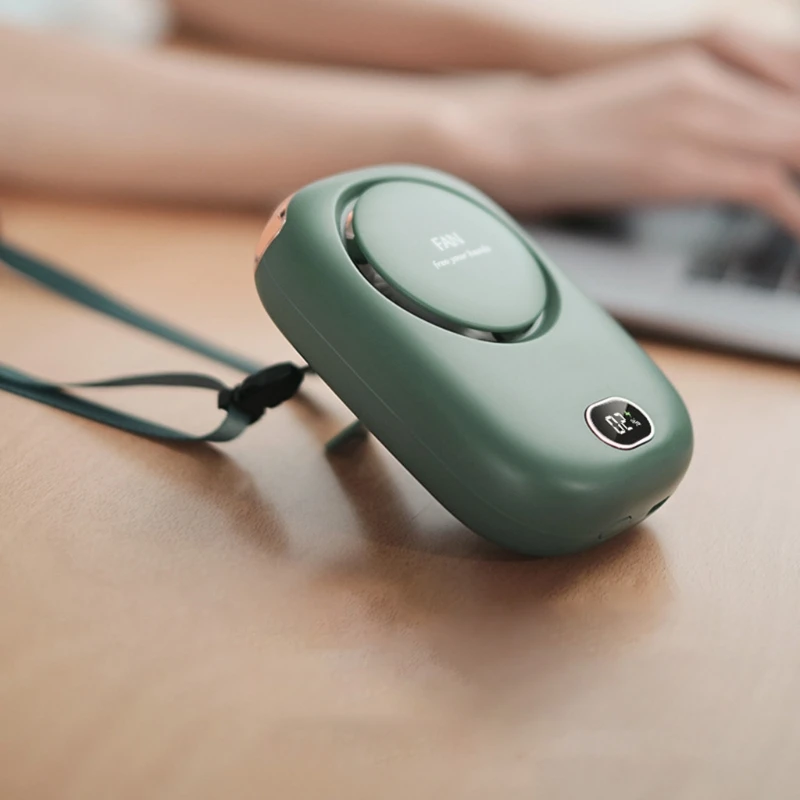 Дисплей мощности, подвесной шейный вентилятор, небольшой USB-вентилятор, перезаряжаемый портативный бесшумный вентилятор, Прямая