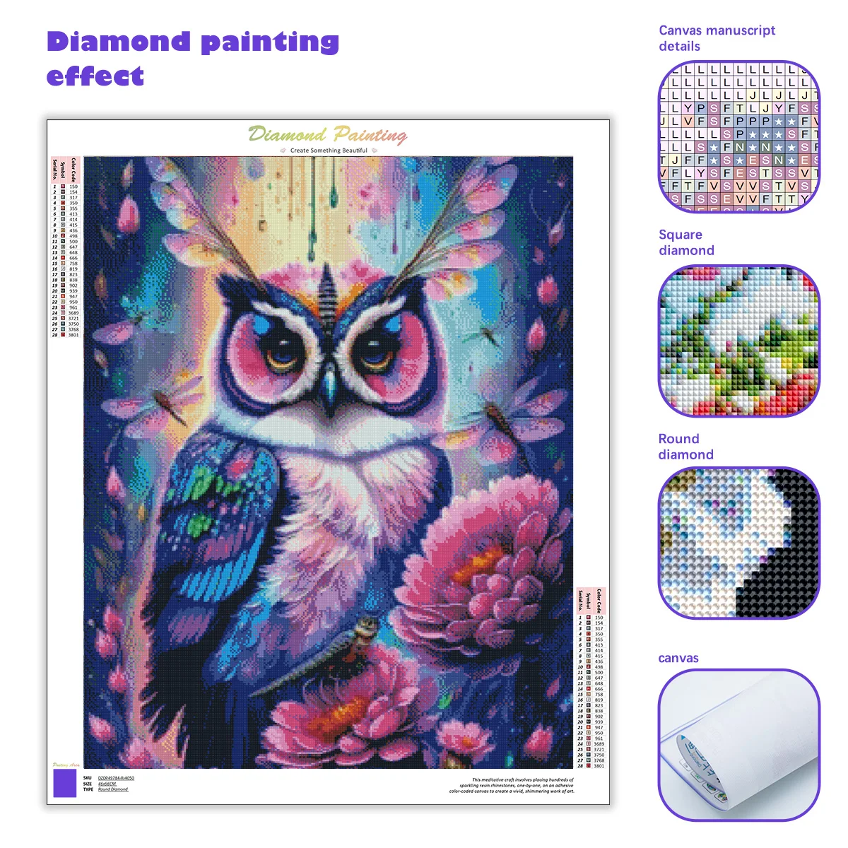 RUOPOTY Animal Diamond Mosaic Owl Full 5d Diamond Painting Flower Diy Embroidery Dragonfly Art Gift Decor On Wall Craft Kit