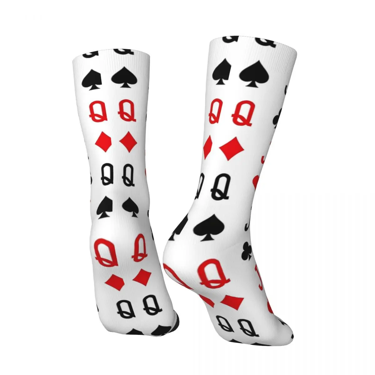 Funny Crazy Sock for Men Killer Hip Hop Vintage Playing Cards Happy Seamless Pattern Printed Boys Crew compression Sock Novelty