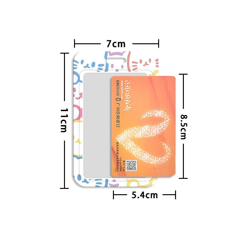 学生のためのかわいい猫のカードホルダー、kpop idolグラフィックカード、ポータブルワーカーストラップ、カワイイファッション、1個
