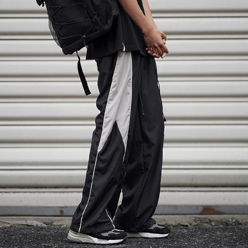 Men's Black Y2K Baggy Clothes Cargo Wide Leg Pants Casual Summer Pants Striped Sweatpants Jogger Hip Hop Man Techwear Korean