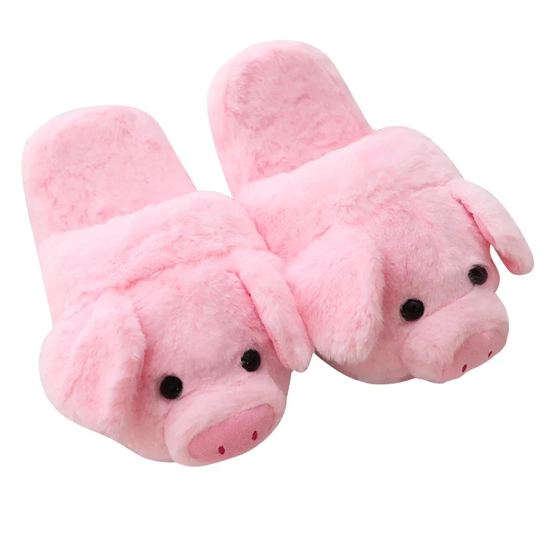 Plush Comfort Code Couple Pack Heel Pink Pig Slippers Ins Style Cute Pig Animal Cartoon Plush Slippers Non-Slip Furry Shoe