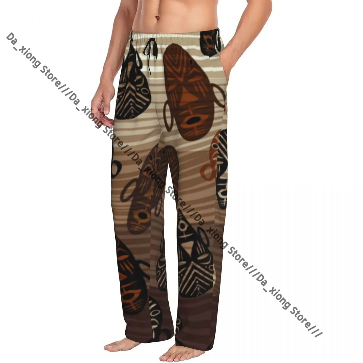 

Men Sleep Bottoms Male Lounge Trousers Men's African Ethnic Tribal Mask Print Pajama Pants