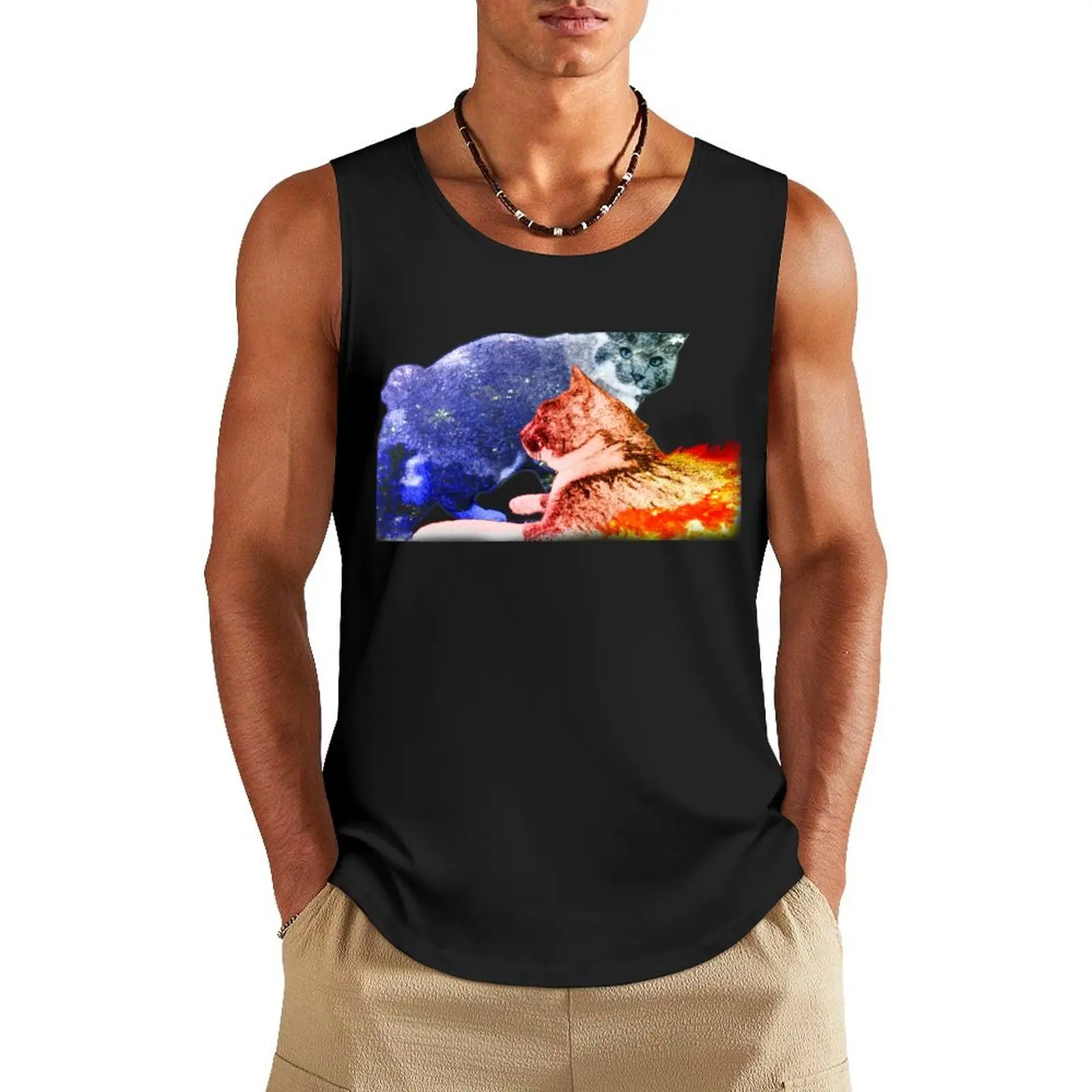 

A Cat of Ice and Fire Tank Top man sexycostume clothing men Sports clothing bodybuilding t shirt