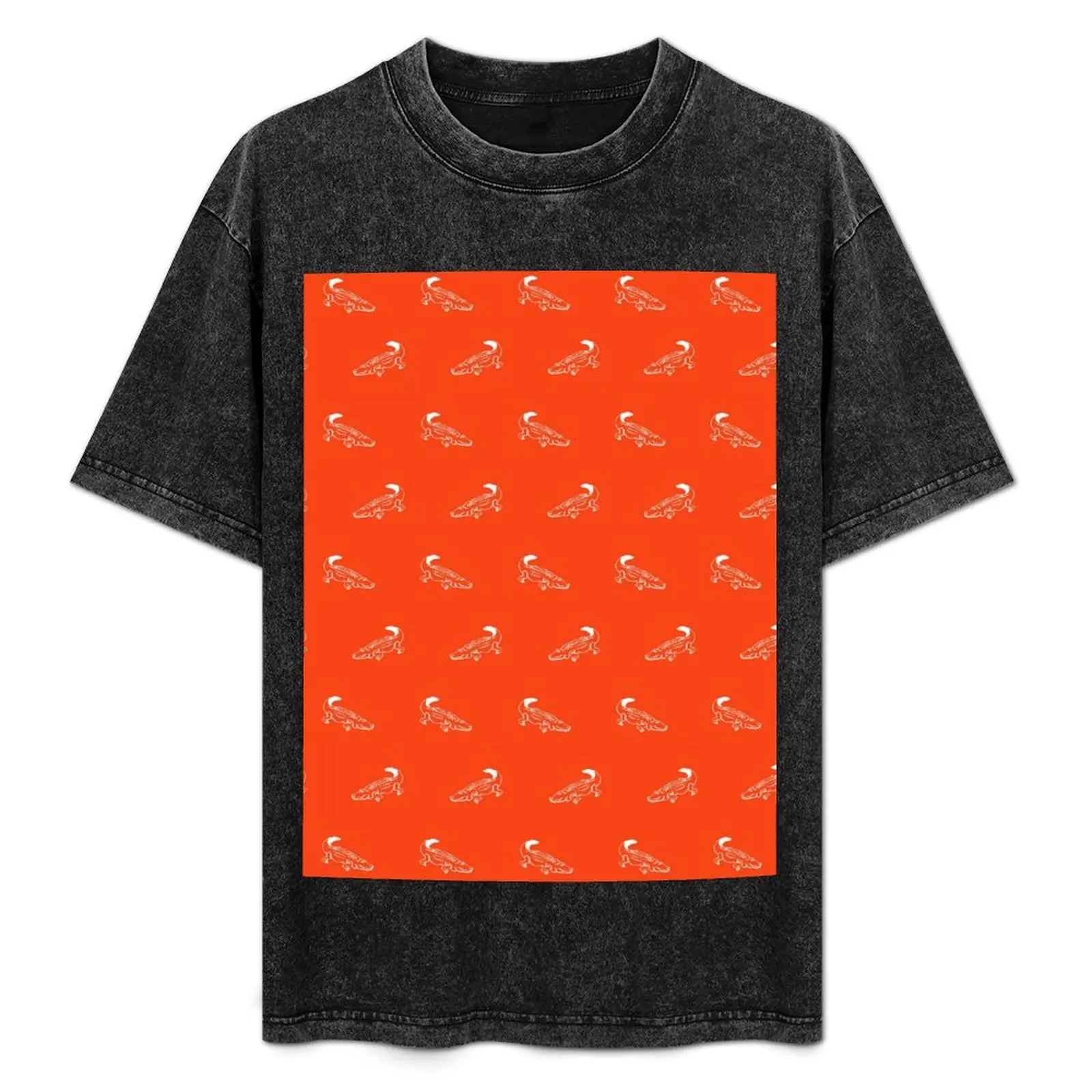 

White Gator on Orange T-Shirt Lightweight Basic Short Sleeve Shirt