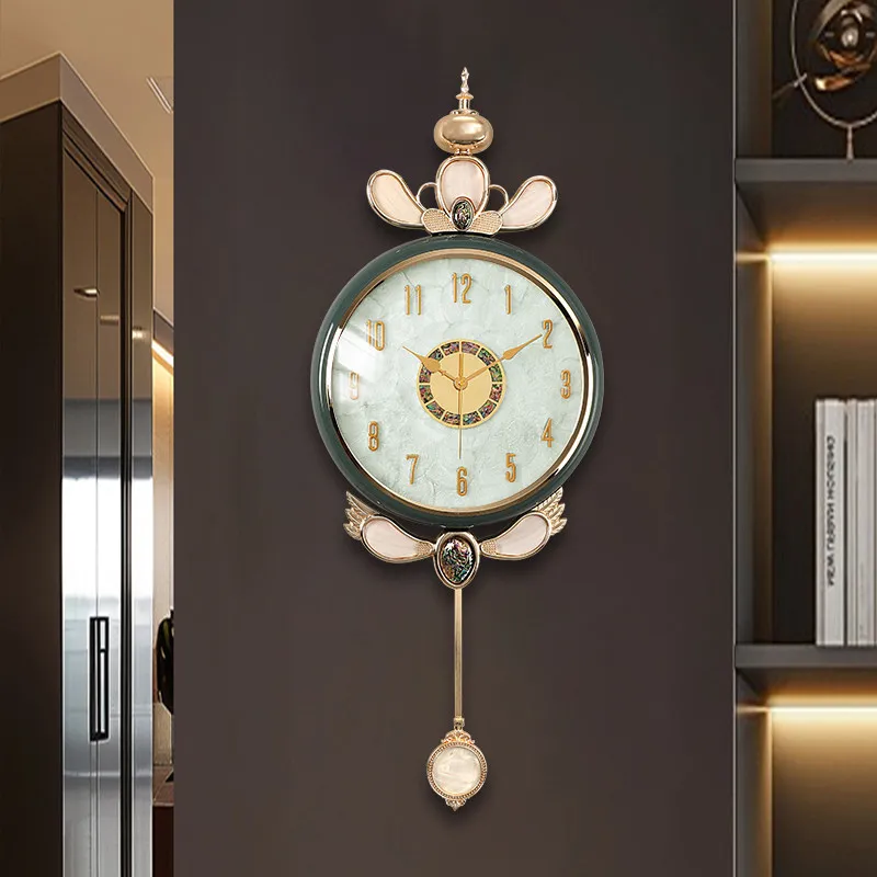 Ceramic wall clock, living room, high-end decorative clocks and watches, household silent shell clocks, housewarming