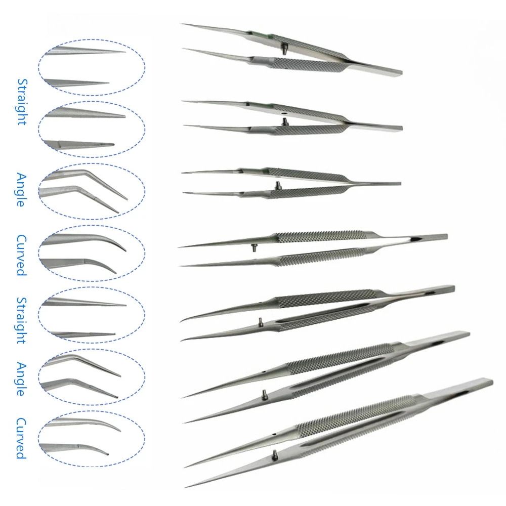 Round Handle Ophthalmic Micro Tweezers Titanium Stainless Steel 16/18cm High Precision Eye Surgical Forceps Instruments