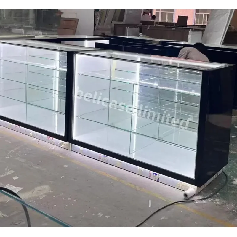 customized.Customized Led Retail Display Smoke Shop Counter Cabinets Dispensary Display Cases Glass Display Cabinet