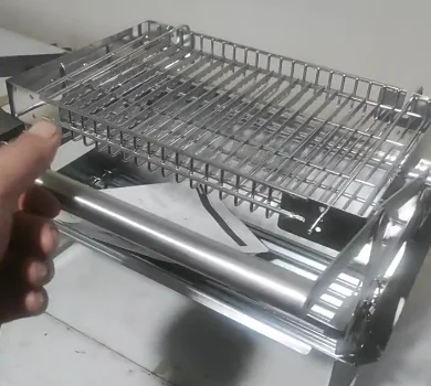 For 360° Rotatable Stainless Steel BBQ Grill, Portable Barbecue Rack for Outdoor Camping, Backyard and Home Meat Grilling