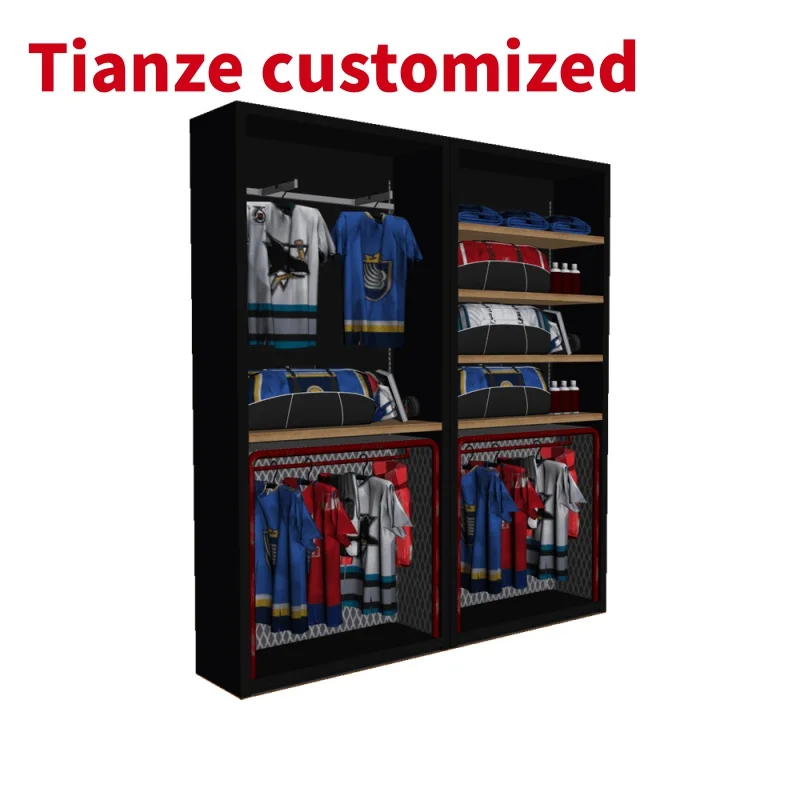 (Kunden spezifisch) Professional hockey Einzelhandel geschäft Interieur Showroom Schneider Design Display Slatwall hockey Stick Rack Display