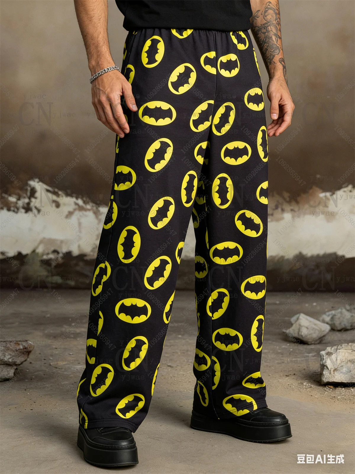 

BATMAN Fashion Casual Bat Allover Print Sweatpants Home Casual Pants Loose Comfortable Sleeper Pants Men's Women's Beach Pants