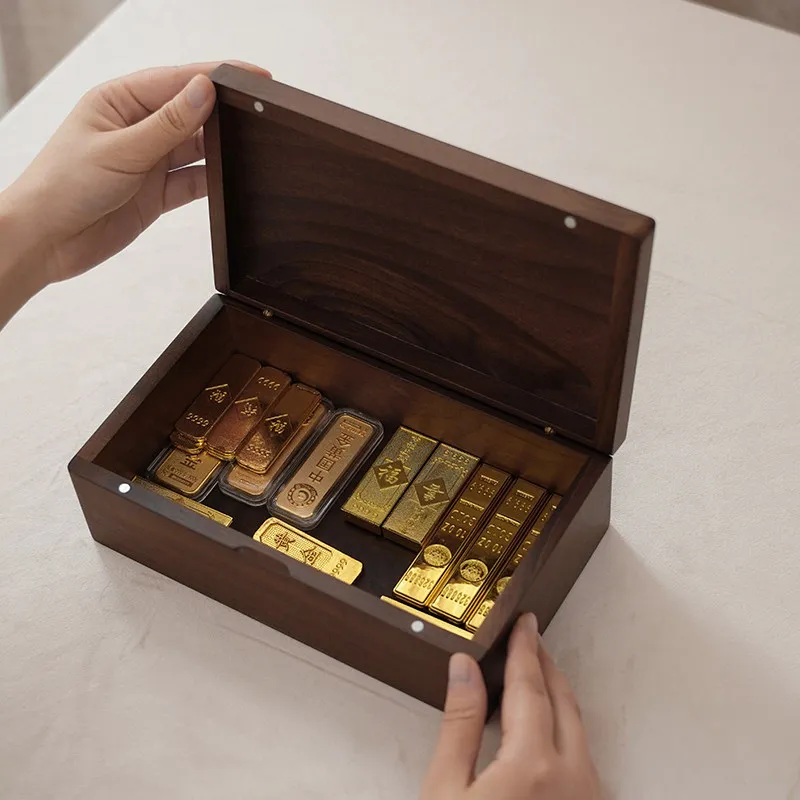Solid wood special storage box, bar gold bean storage box, wooden retro small box, hidden artifact
