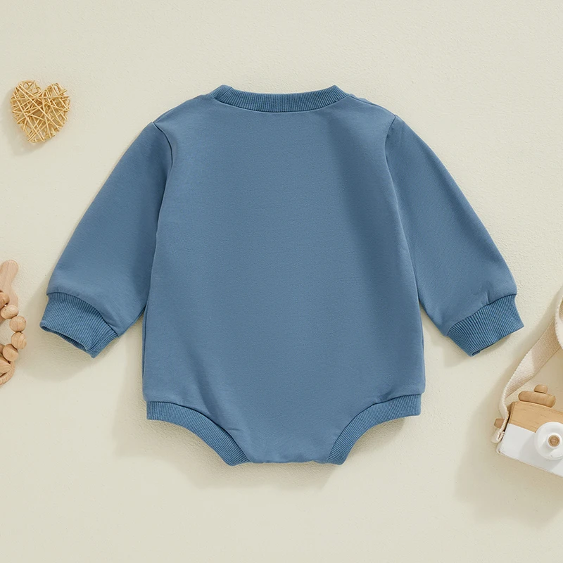 0-18M Baby Girl Boy 1st Birthday Outfit Leeter Print Long Sleeve Crew Neck Sweatshirt Bubble Romper for Toddler Autumn Clothing