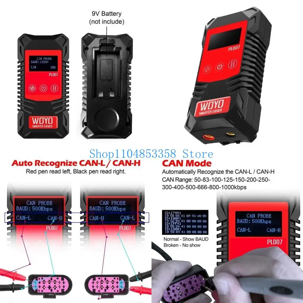 

652F Автомобильный сетевой инструмент диагностики для CAN LIN PWM, точный анализ скорости передачи.