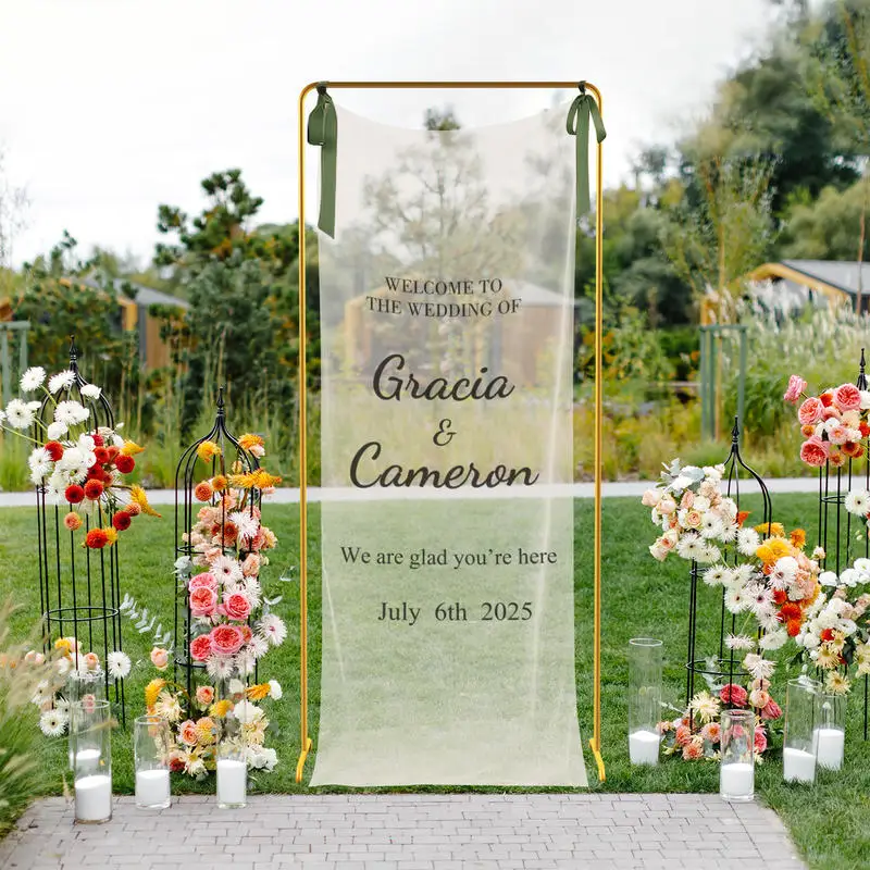 Custom Transparent Tulle Mesh Roll Personalized Wedding Decor for Aisle Chair Table Centerpiece Backdrop Party Gift