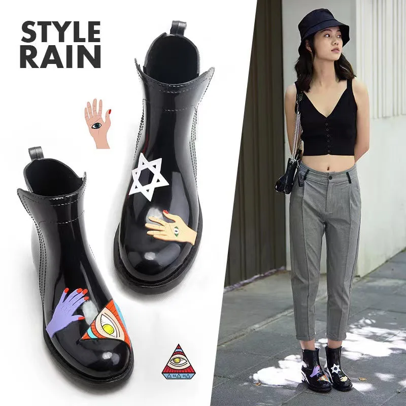 

New cartoon women Solid princess Boots Student Rain Boots Children's Fashion Shoes Non-Slip Short shoes