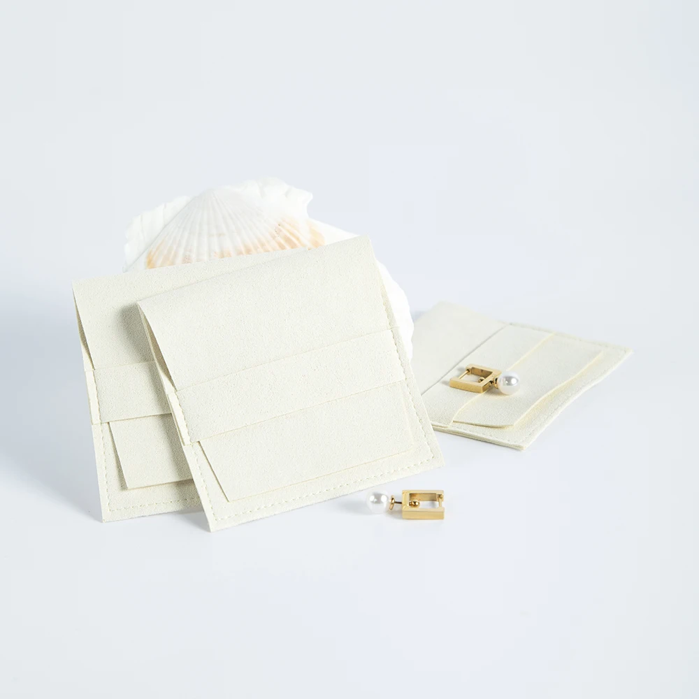 10-Pack Beige Suede Microfiber Jewelry Pouch Bags