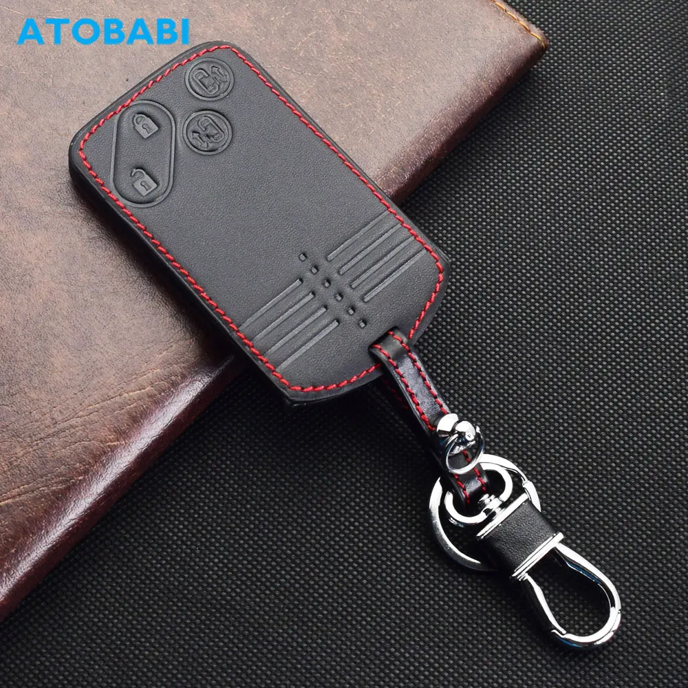 ATOBABI Leather Car Key Case Keychain For Mazda CX-7 CX-9 MX-5 Miata RX-8 2008 2009 Smart Keyless Remote Control Protector Cover