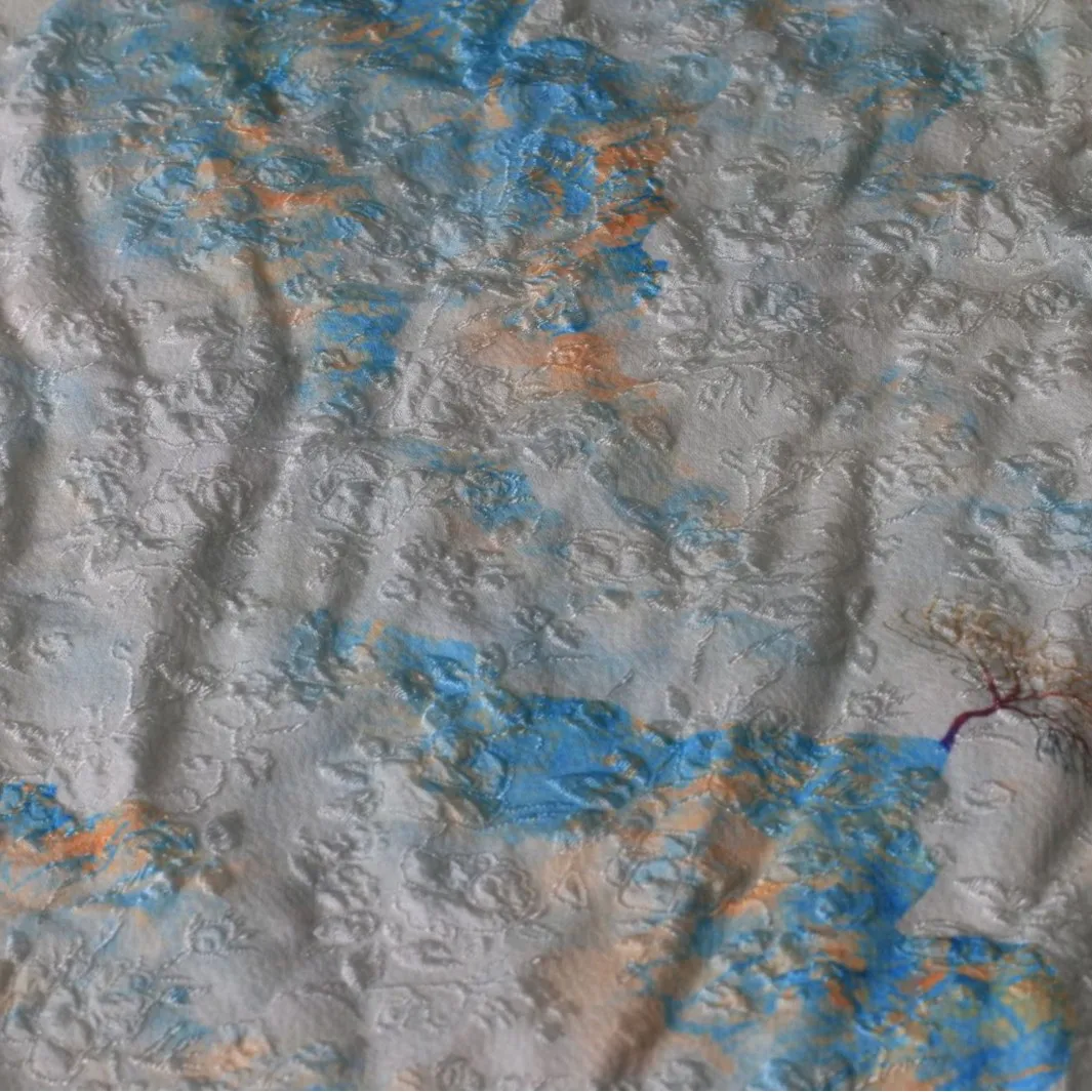 Autumn and Winter New Style Stick National Small Jacquard Printed Fabric Ink Rhyme Gambiered Guangdong Cloth Retro