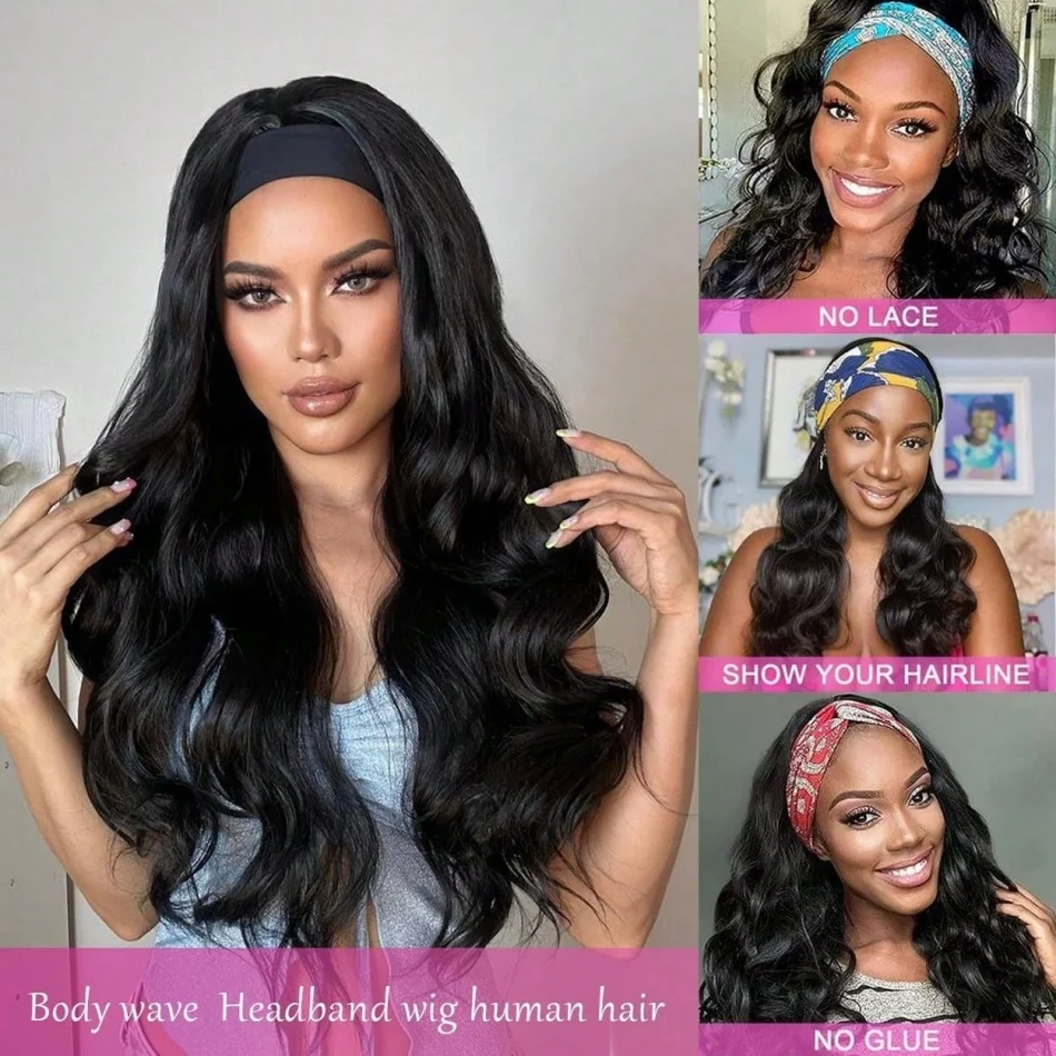 Deep Wave Curly Human Hair Wig Full Machine Made Half Wig Headband Wigs Curly Half Wigs Human Hair