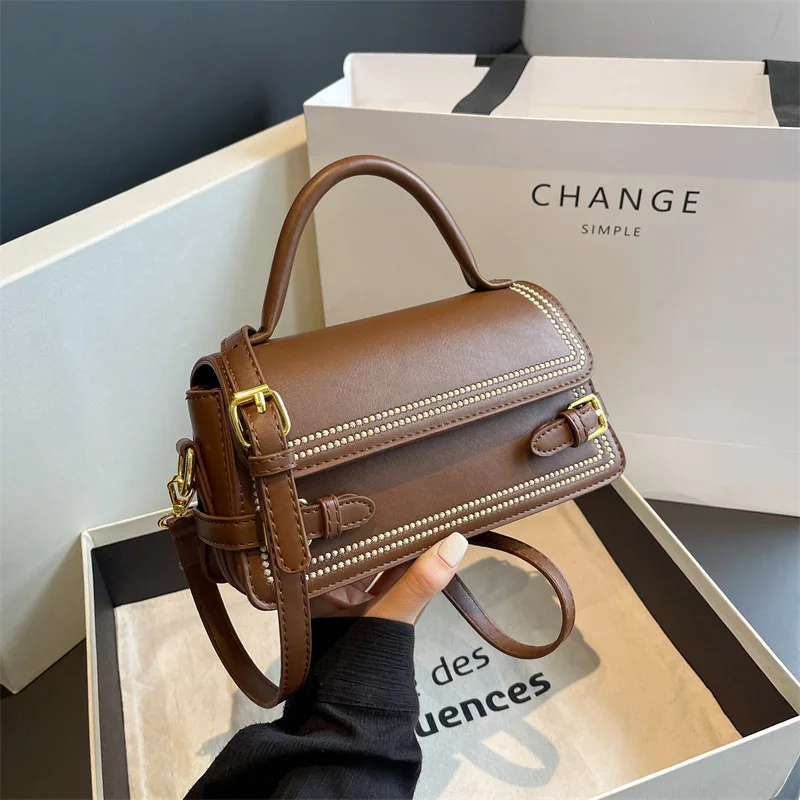 New Fashion Women's Crossbody Bag Solid Color Simple Square Shoulderbags High Quality Daily Commuting Handbags