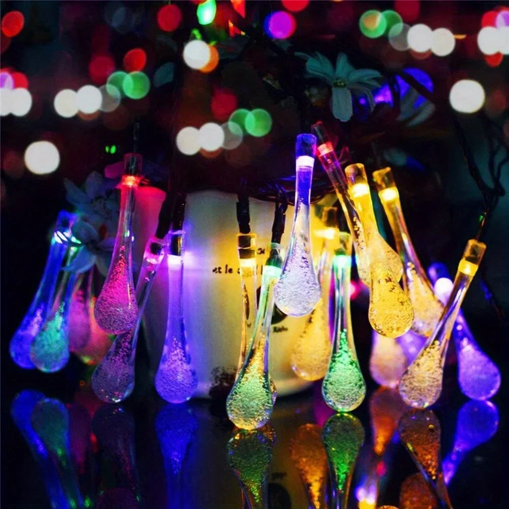 Solar Light Water drops led String Lights Christmas Party Decor Patio Lawn Garland Garden Outdoor Fairy Lights Solar Patio Light