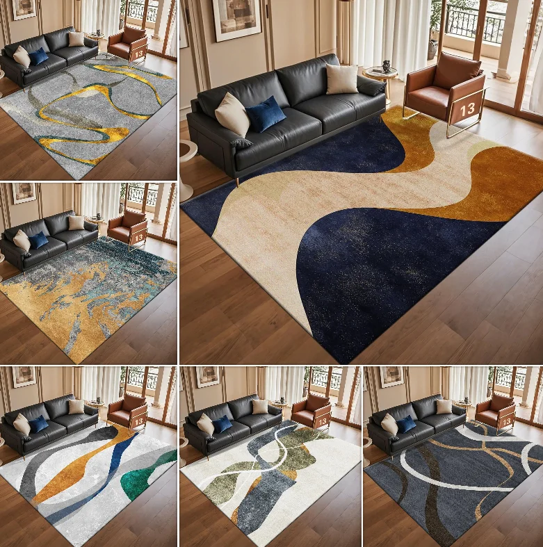 Moderner heller luxuriöser abstrakter Teppich für Wohnzimmer, Couchtische, Sofadeppiche, Schlafzimmer, weiche Bodenmatte, Heimdekoration, Teppiche