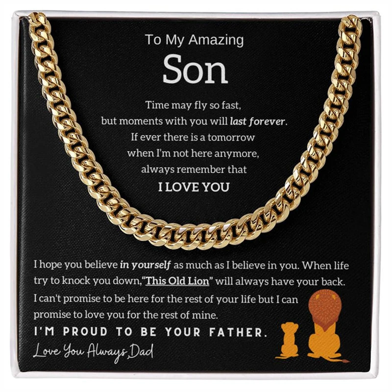 To My Son Boy Gift Stainless Steel Cuban Chain Necklace From Men Father Dad Birthday Jewelry Gifts 2024 New Hot Dropshipping