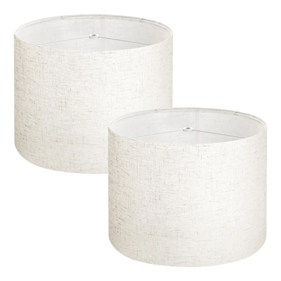 

Drum Lamp Shade 2 Set 13 in Top x 13 in Bottom x 10 in High Medium Drum Linen Lampshade Replacement Lamp Shade for Table