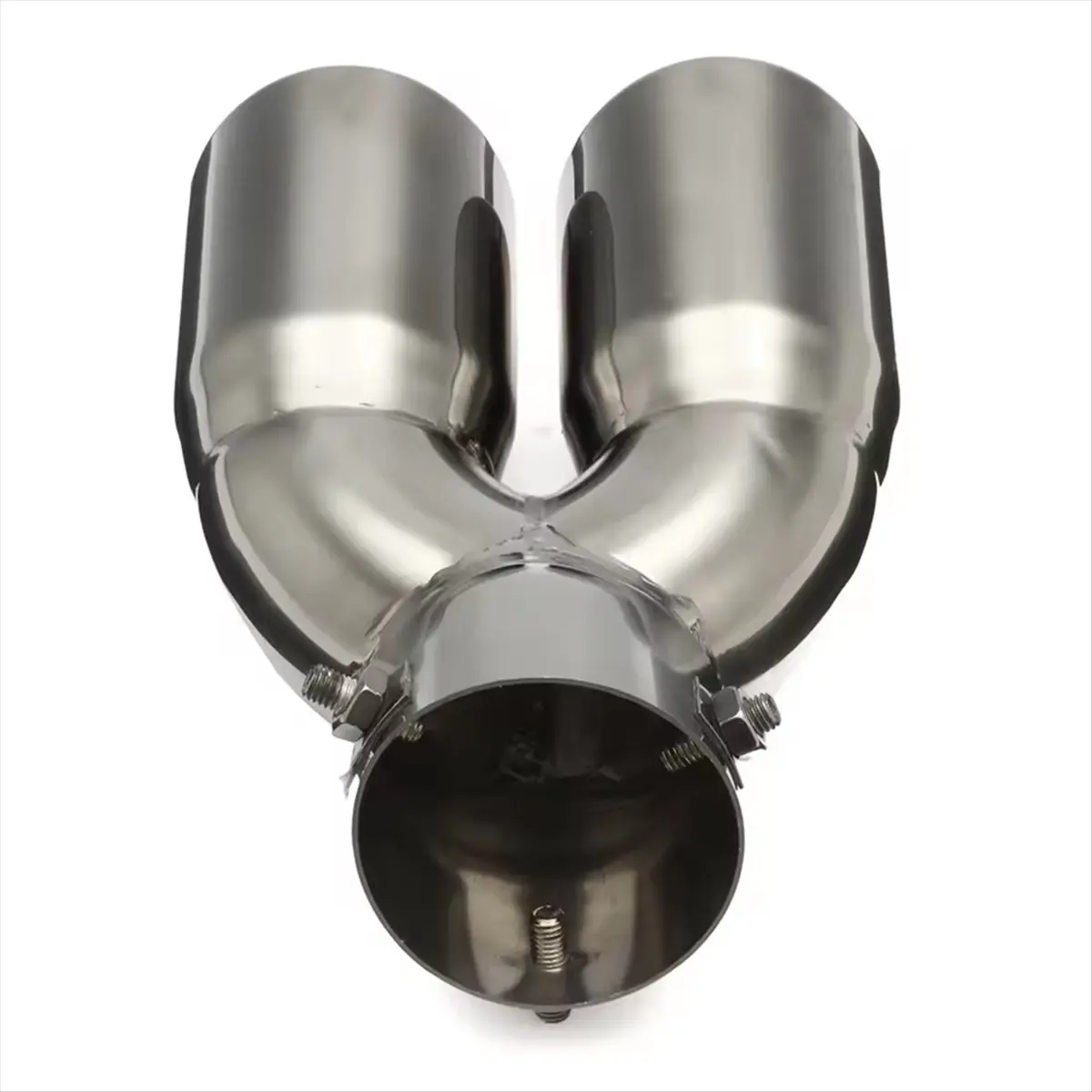 Compatible Universal 76mm Stainless Steel Car Exhaust Muffler Tip Y-Type Double Outlet Car Tail Rear Chrome Round Exhaust Pipe
