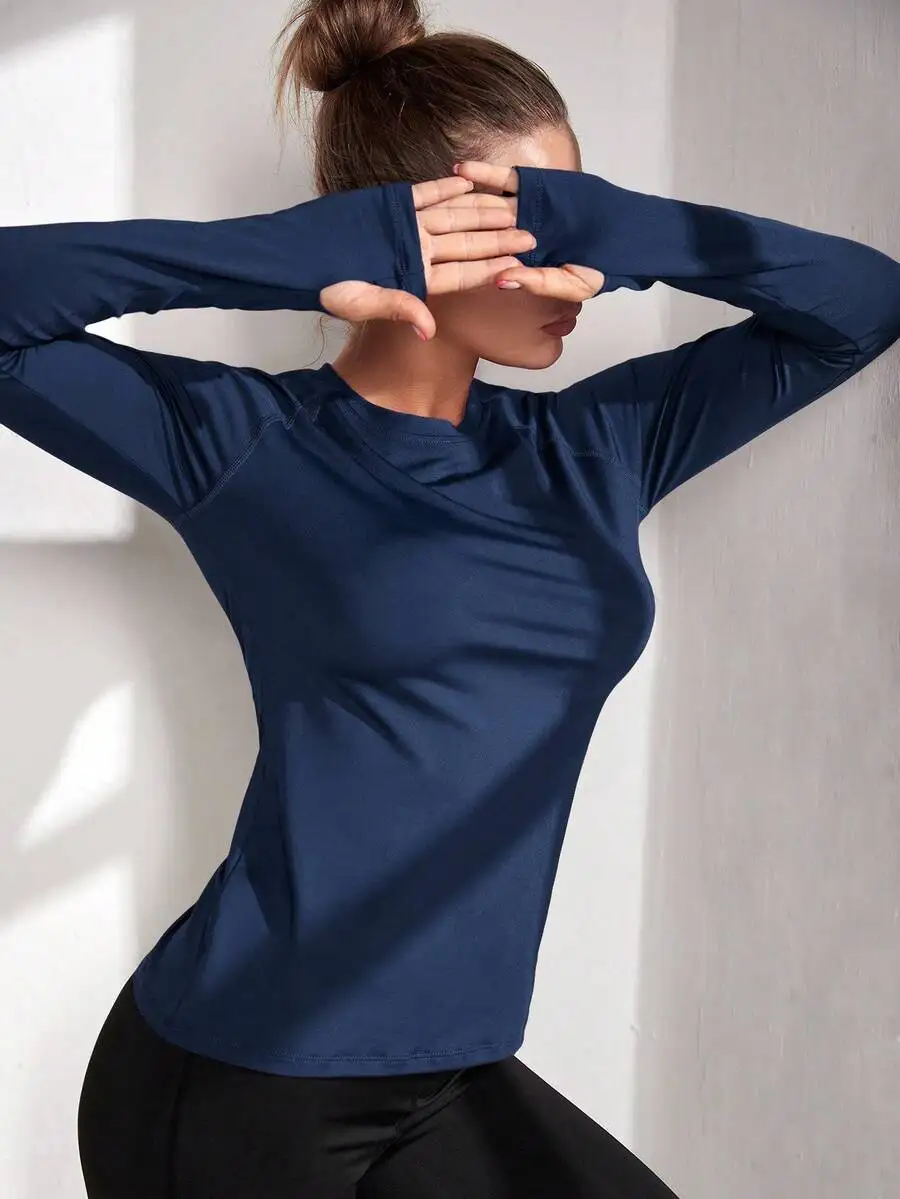 

Женская влагоотводящая компрессионная футболка с длинными рукавами для спортзала и бега