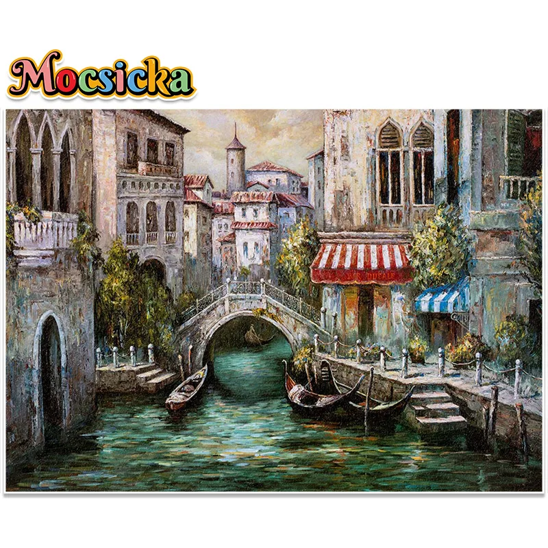 MOCSICKA Oil Painting Photography Backgrounds City Corner Bridge Boat Backdrop Professional Studio Shooting Tools