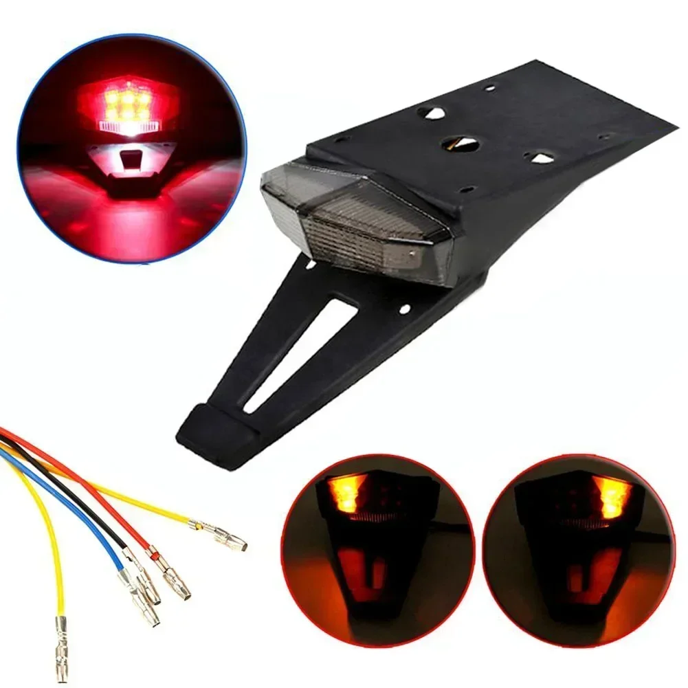 Motorcycle Dirt Bike Rear With Brake Stop TailLight Motocross Enduro Mudguards Tail Light 12V-15V