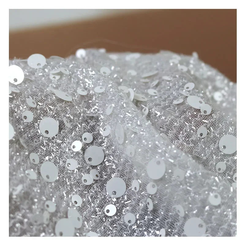 

Sparkling Size Sequin Mesh Embroidery Fabric Sewing Stage Clothing Children's Clothing Handmade DIY Designer Fabric