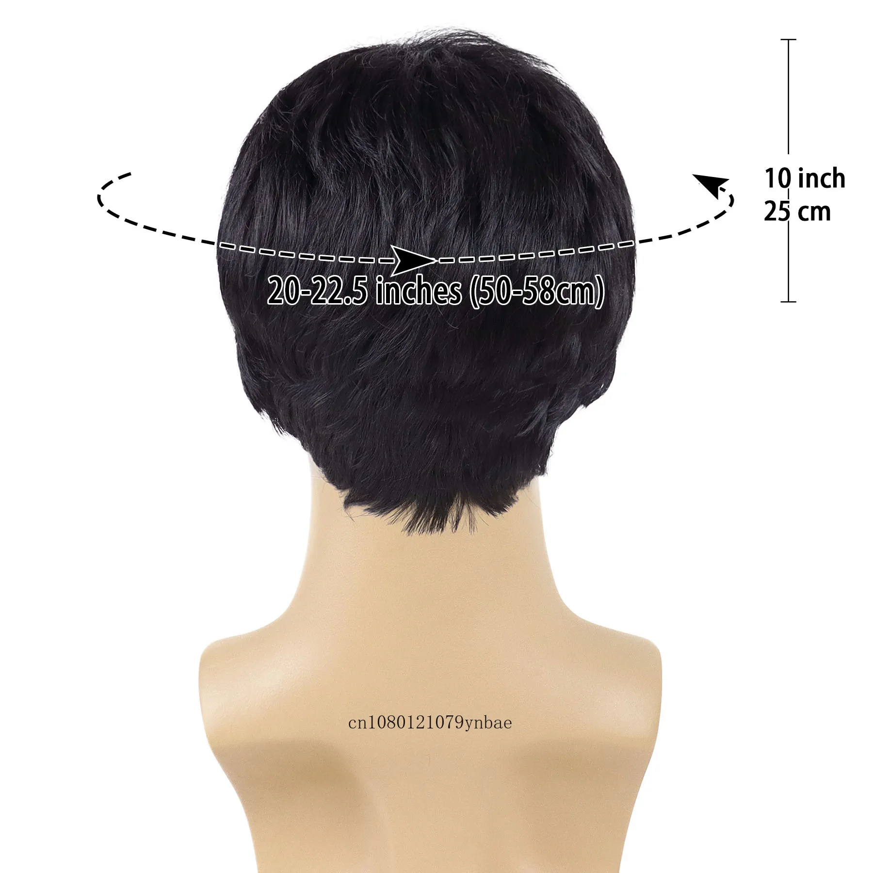 Synthetic Hair Wigs for Men Male Guys Short Natural Black Wig with Bangs High Temperature Fiber Daily Party Costume Casual Use