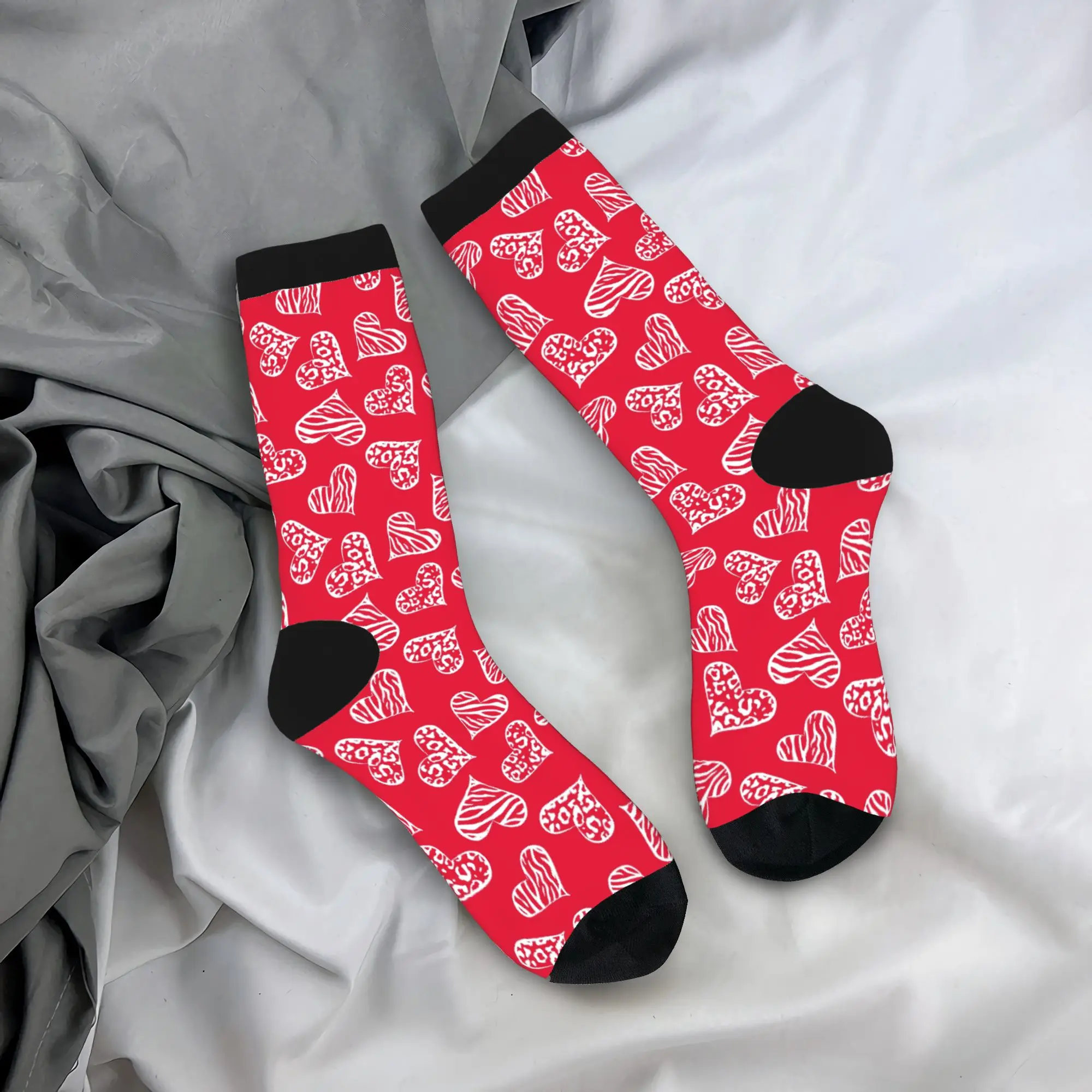 

Забавные осенне-зимние носки унисекс с узором в виде сердца, впитывающие пот, футбольные носки ко Дню святого Валентина