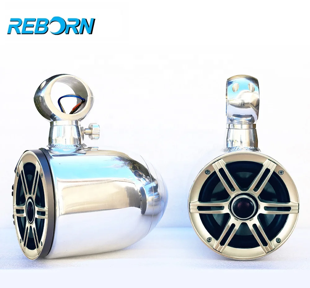 Waterproof Rotatable Boat Wakeboard Tower Speaker Polished in Pair 6 1/2in Marine Speaker