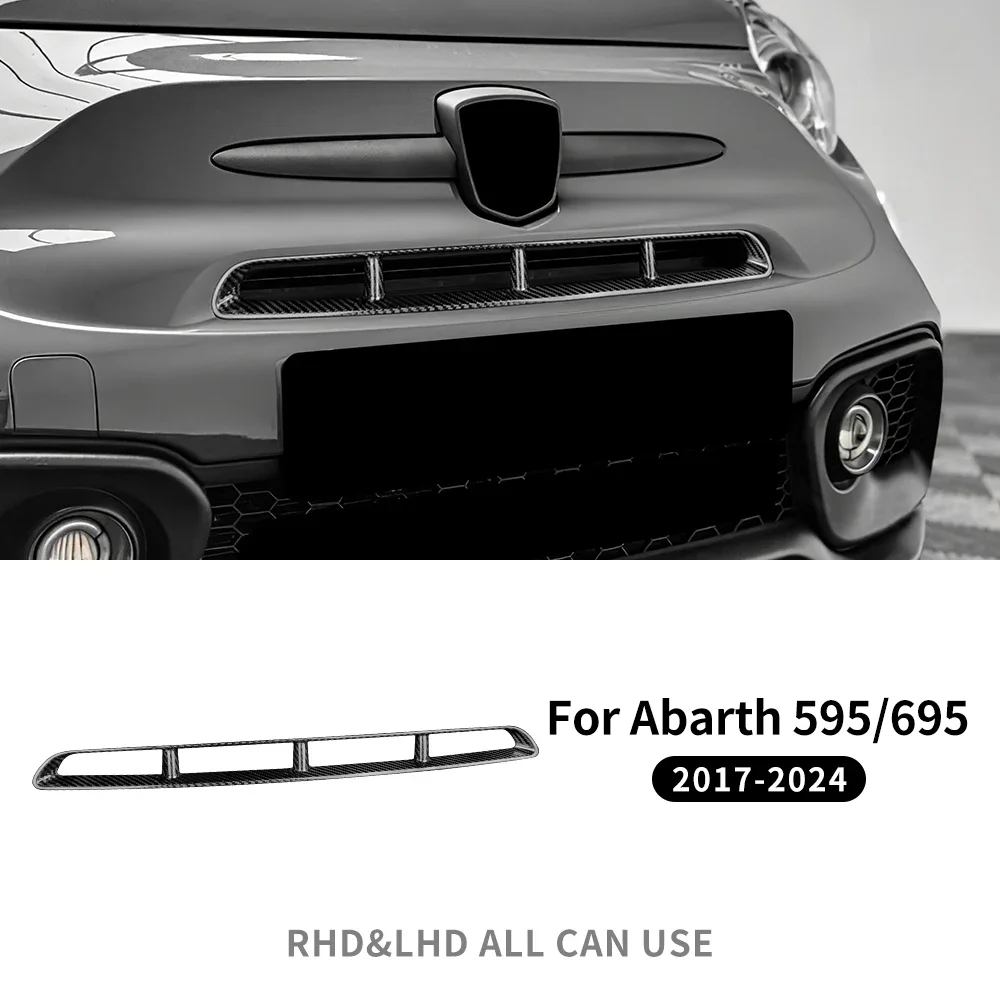 For Abarth 595 2017 2018 2019 2020 2021 2022 2023 2024 Real Hard Carbon Fiber Sticker Front Center Grille Tricolor Carbon Trim