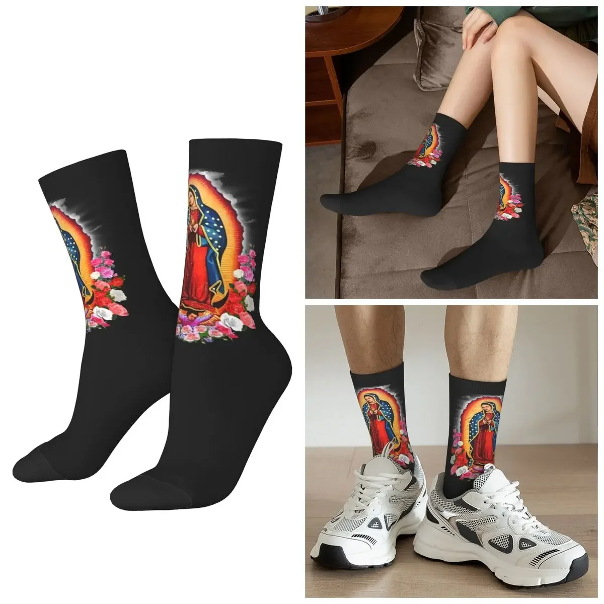 

All Seasons Virgin Mary Of Guadalupe Mexico Catholic Saint Socks Harajuku Crew Socks Hip Hop Stockings for Valentine's Day Gifts