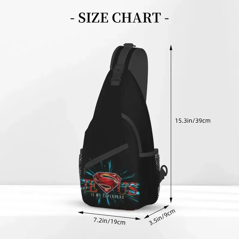 Jesus Superhero Crossbody Sling Backpack Men Custom Religion Shoulder Chest Bag for Travel Hiking Daypack