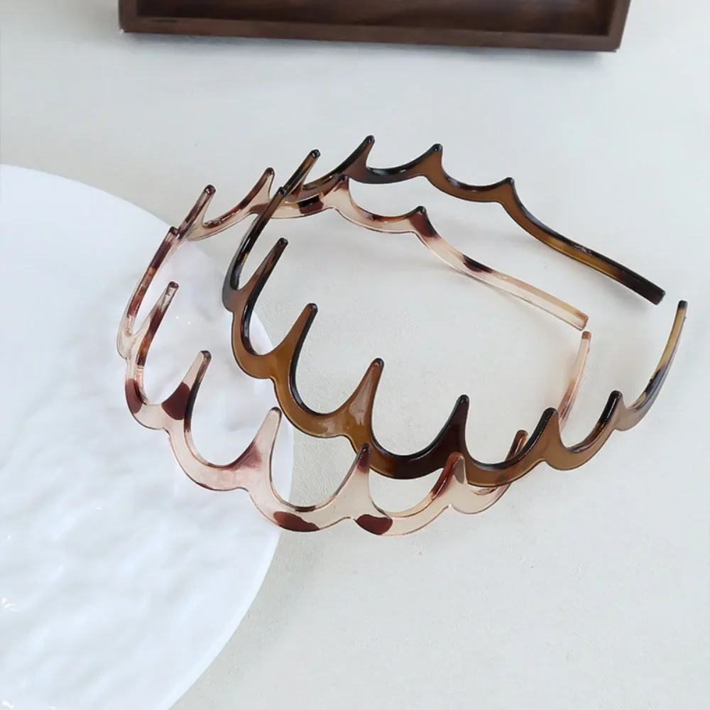 FSUNION 2PCS Donne coreane Pettine per capelli Fascia antiscivolo Cerchietti per capelli a forma di U in plastica Denti fissi Soffici Top Fascia per capelli Accessorio per capelli