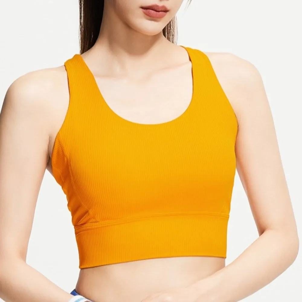 Crossover Patterned Women's Sports Yoga Bra with Fixed Pads Shockproof Yoga Underwear Bra Built-in Fixed Bra Brassiere