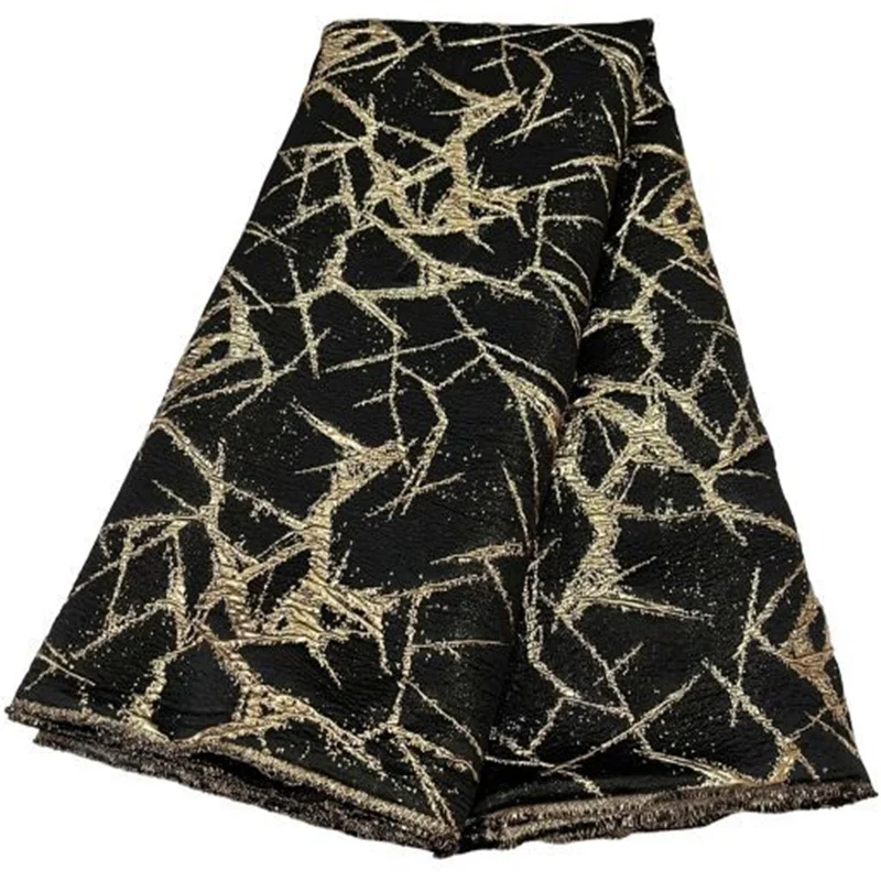 Black/Gold Brocade Jacquard African Lace Fabric French Lace Fabric High Quality Nigerian Lace Fabric For Diy Dress Sew