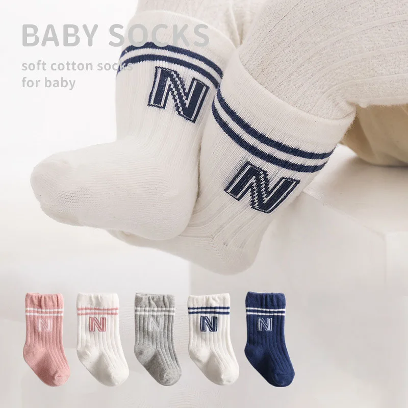 

5PCS Newborn Socks Baby Kids Socks Cute Girls Boys Infant Toddler Sock Children Sport Style Cotton Floor Socks Baby Accessories