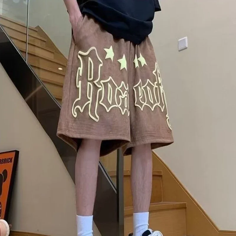 

Свободные шорты с карманами, широкие тренировочные мешковатые мужские шорты, баскетбольные модные летние шорты без логотипа Y2k, новинка в мужских коротких штанах