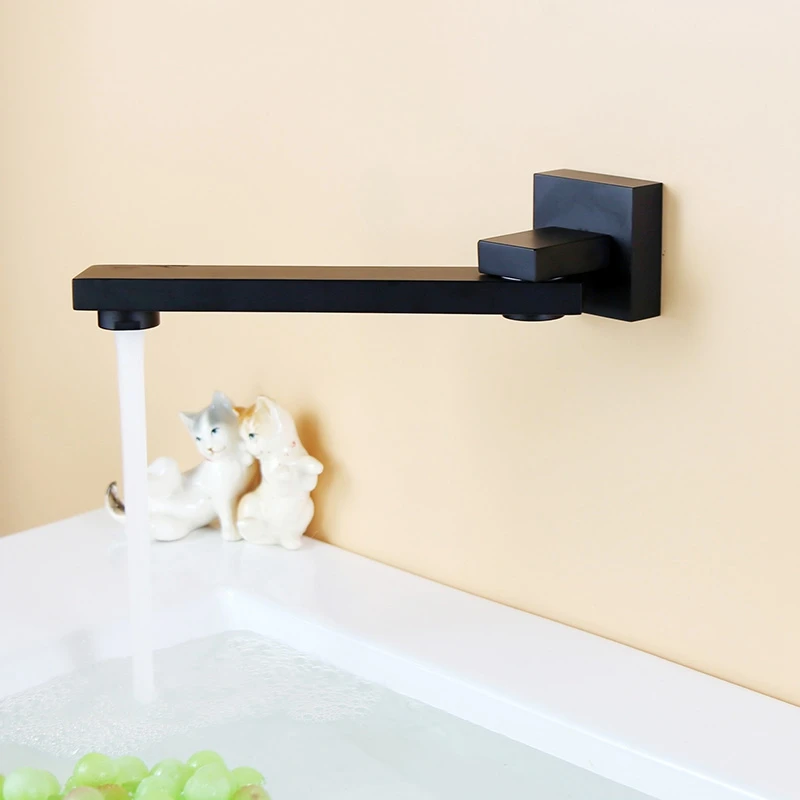 

Black Brass Shower Faucet Spout Wall Mounted Swive Bath Spout Bath Tub Shower Mixer Faucet Spout 180 Degree Folding Retail