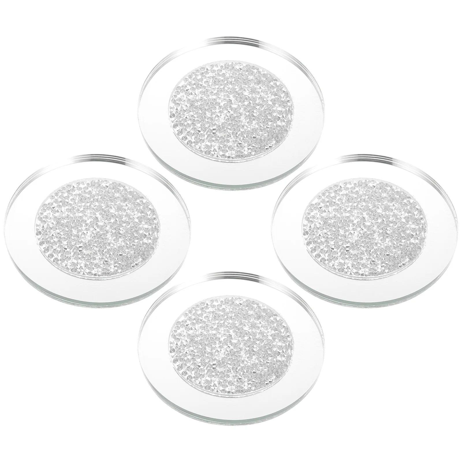 

4Pcs Glass Craft Coasters Rounded Table Placemats Heat Insulation Cup Mats Decorative Desktop Coaster Set for Home Bar