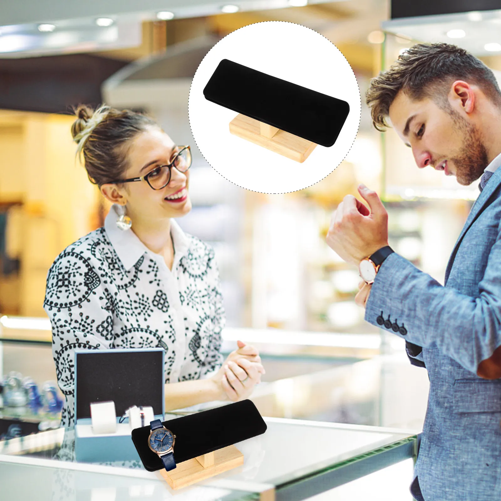 

1Pcs Premium Wooden Watch Stand Natural Grain Jewelry Display Rack for Men Women Watch Storage Holder Modern Home Office Decor