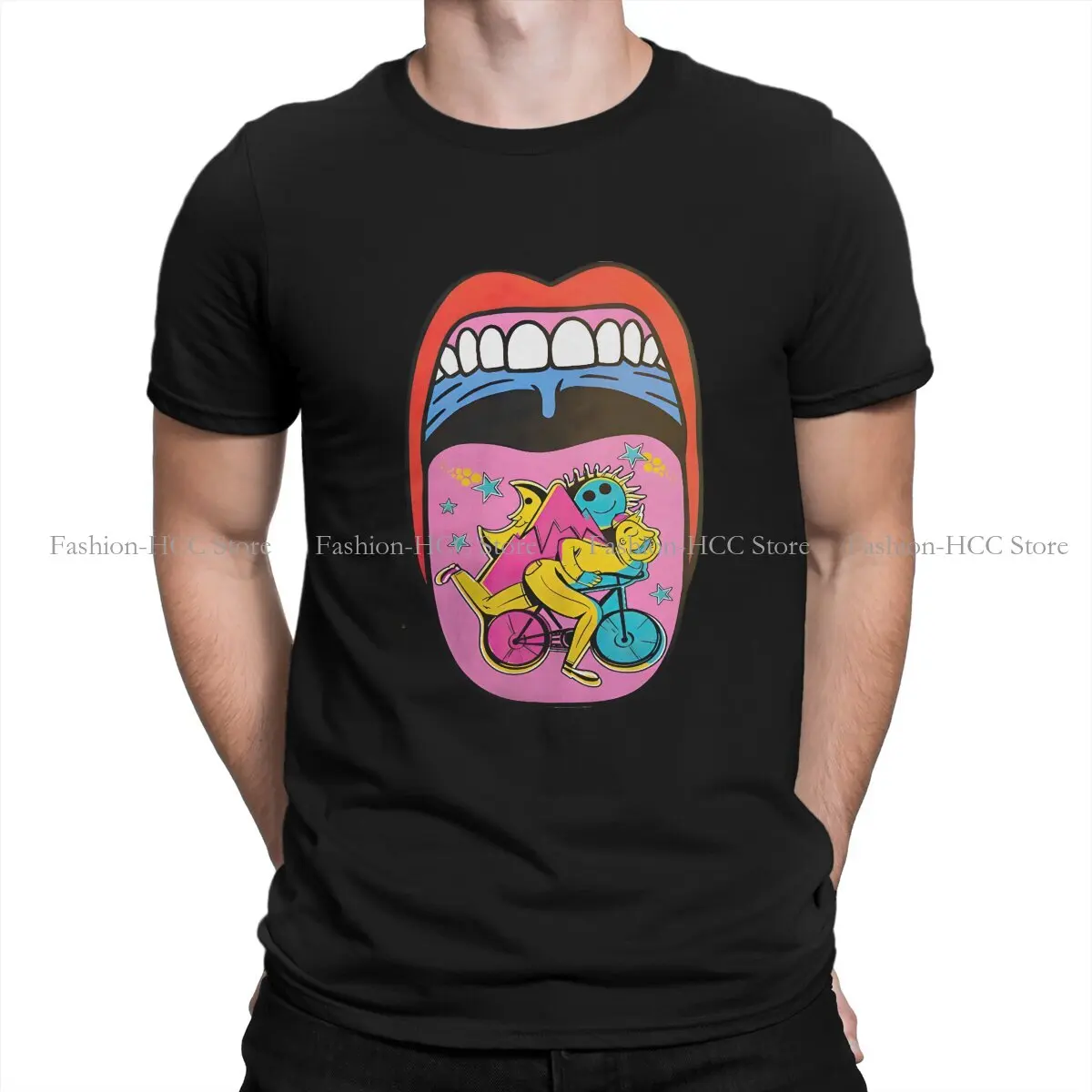 Bicycle Day 1943 LSD TShirt for Men Albert Hofmann Basic Summer Tee Polyester T Shirt Novelty New Design Loose