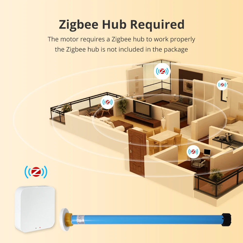 Imagem -02 - Zemismart Tuya Zigbee Elétrica Inteligente Motor de Rolo Recarregável para 36 37 mm Tubo Alexa Google Casa Controle Remoto Inteligente